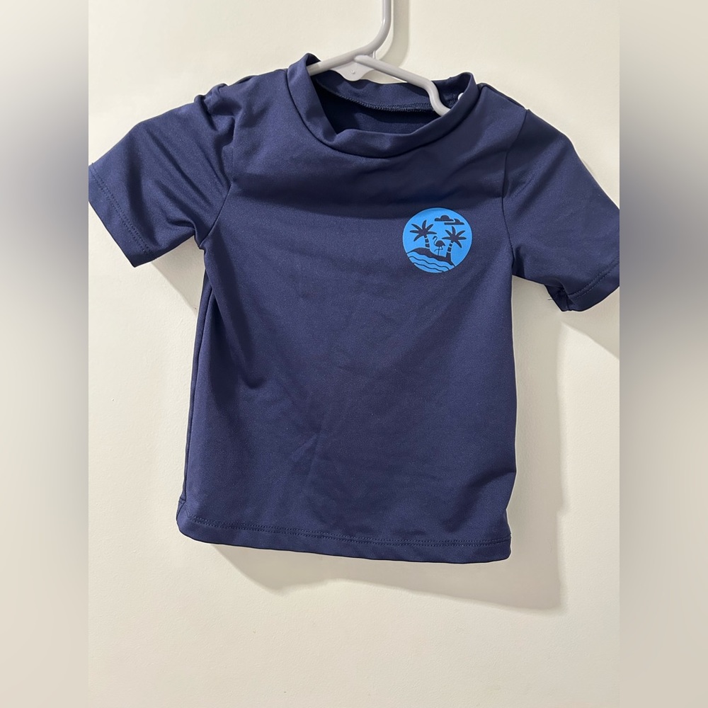 Cat & Jack blue toddler boy rash guard shirt size 12 months